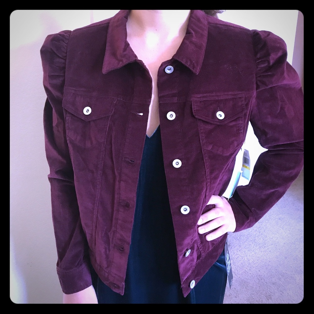 CORDUROY JACKET, NWT MAROON RED, STRETCH, UNIQUE